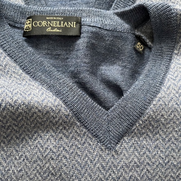 Corneliani - sz 50 (m/L) - blue, grey taupe - V-neck - Picture 4 of 5